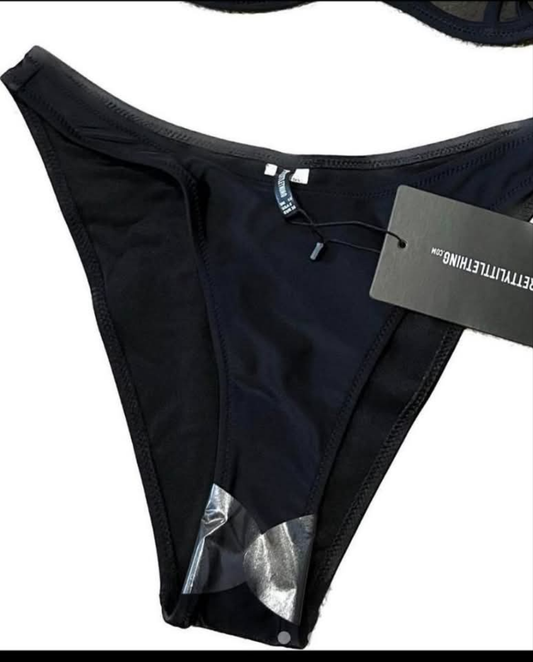 Black High Leg Mini Bikini Bottom