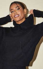 Black Recycled Pocket Knitted Hoodie